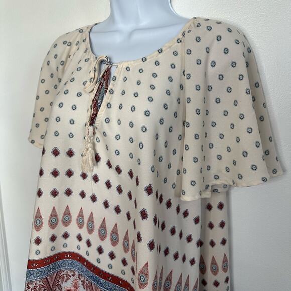 Show Me Your Mumu Flutter Sleeve Tassel Tie Tunic Size X-Small, Oversized - Picture 6 of 12
